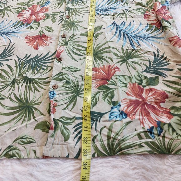 Signature Carrington Men's 100% Silk Tropical Floral Hawaiian Shirt 3XL - Picture 5 of 7